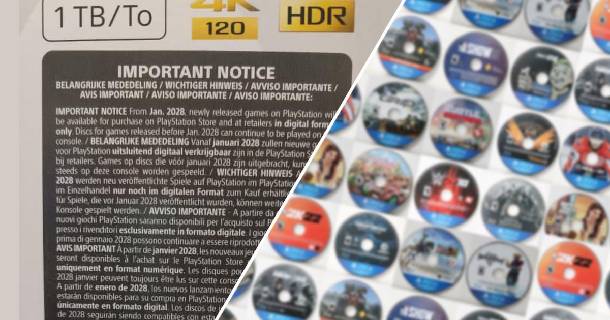 Sony appears to be putting labels on PS5 console boxes to warn people it's ending disc production